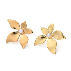 304 Stainless Steel & ABS Plastic Imitation Pearl Flower Stud Earrings&nbsp;EJEW-S253-23G