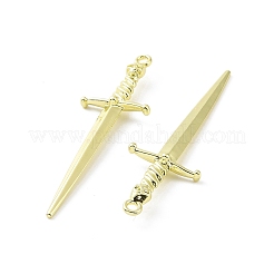 メッキ合金エナメルチャームラック  頭蓋骨と剣  ゴールドカラー  50.5x16x5mm  穴：1.8mm&nbsp;PALLOY-D007-10G