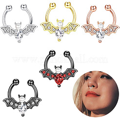 316L Stainless Steel Clear Cubic Zirconia Halloween Bat Clip-on Nose Septum Rings&nbsp;WG4B0C3-02