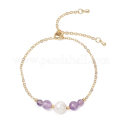 Natural Amethyst Beads Link Bracelets&nbsp;BJEW-JB13087-02
