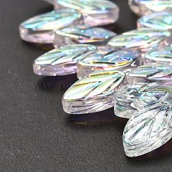 電気メッキガラスビーズセット  葉  クリアAB  11x7x4mm  穴：0.8mm  約100個/連  23.15~23.50''（58.8~59.7センチメートル）&nbsp;EGLA-B004-02A-HAB01