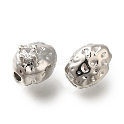 真鍮製マイクロパヴェキュービックジルコニアビーズ  ニッケルフリー  オーバル  プラチナ  8.5x6x7mm  穴：1.6mm&nbsp;KK-Q001-01P