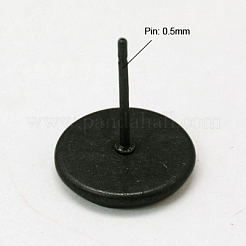 真鍮のスタッドのピアスのセッティング  ニッケルフリー  ガンメタ色  10mm  トレイ：8mm  ピン：0.5 mm厚&nbsp;KK-I001-B-NF