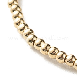 女の子の女性のための丸いccbプラスチックビーズストレッチブレスレット  ゴールド  ビーズ：3mm  内径：2-1/4インチ（5.6cm）&nbsp;BJEW-JB07002-01
