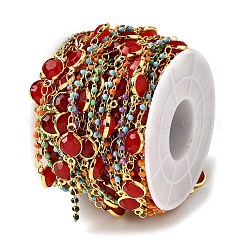 Brass Enamel Flat Round Link Chains&nbsp;CHS-H112-08G