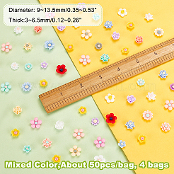 不透明樹脂カボション4袋  花  ミックスカラー  9~13.5x3~6.5mm  約50個/袋&nbsp;RESI-GA0001-23