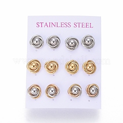 304ステンレススチールスタッドピアス  低刺激性のイヤリング  耳ナッツ  ミックスカラー  11.5mm  ピン：0.8mm  6のペア/カード&nbsp;EJEW-L241-01B