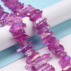 天然水晶ポイントビーズ連売り  染め  ナゲット  15~30x4~8x4~7mm  穴：1mm  8インチ&nbsp;G-K181-B24