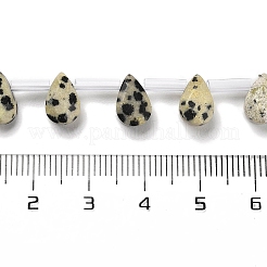 天然石ダルメシアンジャスパービーズ連売り  多面カット  ティアドロップ  トップ掘削  9x6x4mm  穴：0.8mm  約30~32個/連  16.54''（42センチメートル）&nbsp;G-Q167-A20-02