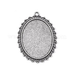 Tibetan Style Alloy Oval Tray Cabochon Settings&nbsp;TIBEP-5437-AS-FF