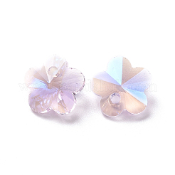 ガラスのラインストーンチャーム  多面カット  スモモの花  ライトローズ  7.5x8x4.5mm  穴：1mm&nbsp;X-RGLA-L020-A-223MO
