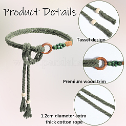 2Pcs 2 Colors Handmade Weaving Cotton Tie Knot Waist Chain Belts for Women Ladies Dress&nbsp;AJEW-CP0010-56A