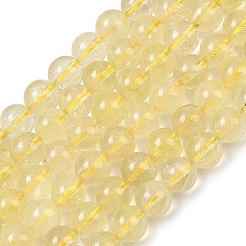 天然レモンクォーツ（加熱）ビーズ連売り  ラウンド  8mm  穴：0.9mm  約50個/連  15.55''（39.5センチメートル）&nbsp;G-P596-8mm-01