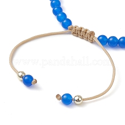 Round Shell Pearl & Natural Dyed Blue Malaysia Jade  Braided Bead Bracelets&nbsp;BJEW-JB10718-01