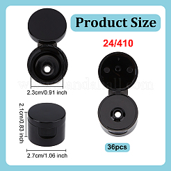 PPプラスチック化粧品ボトルフリップキャップ  コラム  ブラック  27x21mm  内径：23mm&nbsp;KY-WH0046-195