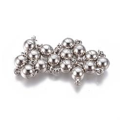 ループ付き真鍮製マグネットクラスプ  オープン丸カン付き  ニッケルフリー  ラウンド  プラチナ  14x8mm  穴：2mm&nbsp;MC020-NF