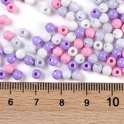 不透明なアクリルビーズ  ラウンド  紫色のメディア  4mm  穴：1.2mm&nbsp;OACR-H118-07B-03