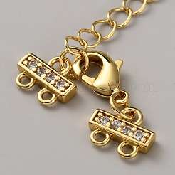 Brass Micro Pave Clear Cubic Zirconia Ends with Chains&nbsp;FIND-WH20023-216G-01