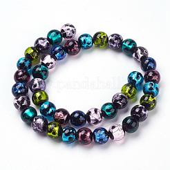 手作り銀箔ランプワークビーズ連売り  水玉模様  ラウンド  カラフル  10mm  穴：2mm  39個/連  14.37インチ&nbsp;FOIL-L016-A05