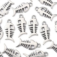 合金のチベット風チャーム  カドミウムフリー＆鉛フリー  魚の骨  アンティークシルバー色  26x11.5x2.5mm  穴：2.5mm&nbsp;LF10330Y