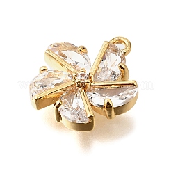 Brass Micro Pave Clear Cubic Zirconia Pendants&nbsp;KK-U065-01A-G