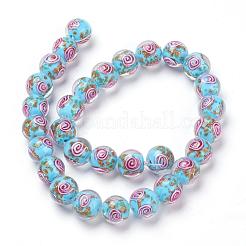 Handmade Gold Sand Lampwork Beads Strands&nbsp;LAMP-L072-G01