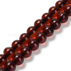 天然琥珀ビーズ連売り  ラウンド  染め＆加熱  ココナッツブラウン  4.8~5mm  穴：0.5mm  約87個/連  16.14''（41センチメートル）&nbsp;G-Z100-A02-5mm-01