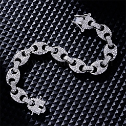 Hip-hop Alloy Micro Pave Cubic Zirconia Link Chain Bracelets for Women&nbsp;LS-KD4183-2