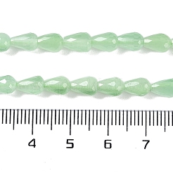 キャッツアイビーズ連売り  多面カット  ティアドロップ  薄緑  7x5mm  穴：0.8mm  約53個/連  14.96~15.16インチ（38~38.5cm）&nbsp;CE-N014-02B-05