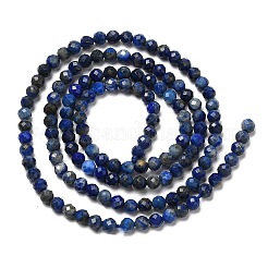 天然石ラピスラズリビーズ連売り  多面カット  ラウンド  3mm  穴：0.8mm  約120~130個/連  38.5cm&nbsp;G-K020-3mm-23