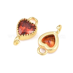 Brass Pave Cubic Zirconia Heart Links Connector Charms&nbsp;KK-K340-49G-07