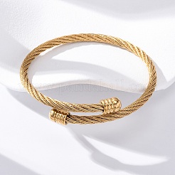 304 Stainless Steel Torque Bangles for Women&nbsp;BJEW-G584-18G