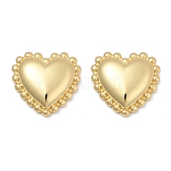 真鍮製スタンドピアス  鉛フリー＆カドミウムフリー  長持ちメッキ  ハート  18KGP本金メッキ  14.5x15mm&nbsp;EJEW-H154-06G