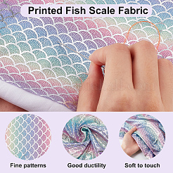 光沢のあるホログラム ポリエステル マーメイド プリント魚のうろこ生地  服飾材料  DIYの工芸品について  他人  150x0.02cm&nbsp;DIY-WH0304-480A