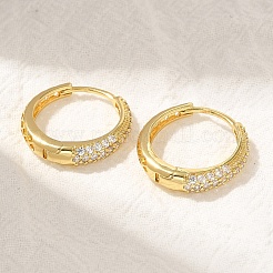 Rack Plating Brass Micro Pave Cubic Zirconia Hoop Earrings&nbsp;EJEW-H143-25G-01