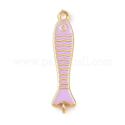 真鍮エナメルの魚のコネクターチャーム  鉛フリー＆カドミウムフリー  長持ちメッキ  ラックめっき  18KGP本金メッキ  ミックスカラー  29x7x3mm  穴：1.4~1.5mm&nbsp;KK-L255-15G