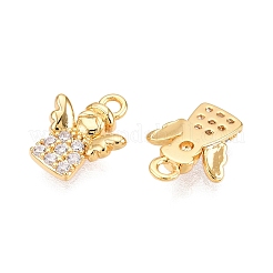 Brass Micro Pave Clear Cubic Zirconia Charms&nbsp;KK-T073-15G