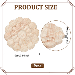 6Pcs Wood Carved Flower Onlay Applique Craft&nbsp;WOOD-WR0001-27