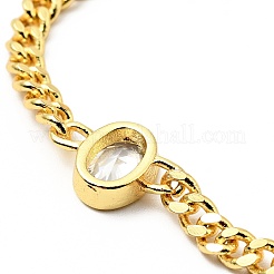 Cubic Zirconia Oval Link Bracelet with Curb Chains&nbsp;BJEW-A127-05G