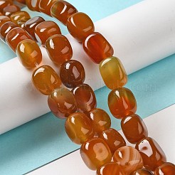 天然石瑪瑙ビーズ連売り  染め＆加熱  キューブ  チョコレート  11~12x8~9.5x8~9.5mm  穴：1.2mm  約16個/連  7.48~7.72''（19~19.6センチメートル）&nbsp;G-H295-A01-06