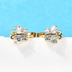 蝶の真鍮フープピアス  クリアキュービックジルコニア  18KGP本金メッキ  14x10x16.5mm&nbsp;EJEW-S256-04B-G