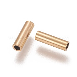 イオンプレーティング（IP）304ステンレス鋼チューブビーズ  ゴールドカラー  10x3mm  穴：2mm&nbsp;STAS-L216-23G-G