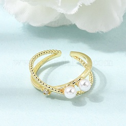 Brass Micro Pave Cubic Zirconia Cuff Open Rings&nbsp;CU-CBAE7DF-43G