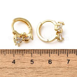 花の真鍮フープピアス  クリアキュービックジルコニア  18KGP本金メッキ  12.5x11x14.5mm&nbsp;EJEW-S256-01D-G