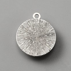 プラスチックチャーム  合金パーツ  ナザールボンジュウ付きフラットラウンド  アンティークシルバー  24x20.5x5mm  穴：1.8mm&nbsp;FIND-WH0110-272D-AS