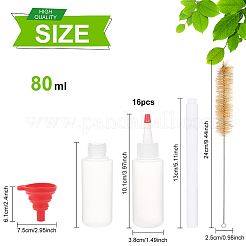 DIY接着剤ボトルキット  プラスチック接着剤ボトルとキャップ付き  シリコン漏斗ホッパー  豚毛ビーカーブラシ  黒板のステッカーラベル  アートマーカーペン  ホワイト  101x38mm  容量：80ミリリットル  16個/セット&nbsp;DIY-BC0011-25