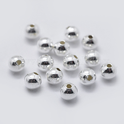 925スターリングシルバースペーサービーズ  ラウンド  銀  5mm  穴：1.5~1.6mm  約45個/10g&nbsp;STER-K171-44S-5mm