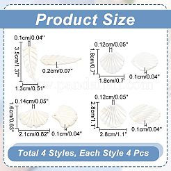 16Pcs 4 Styles Natural Shell Pendants&nbsp;SHEL-AR0001-14