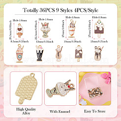 36個9スタイルアロイエナメルペンダント  無料＆無料鉛フリー＆ニッケル  ミックスアイスクリーム  ミックスカラー  20~27x8.5~13x1~2mm  穴：1.6~1.8mm  4個/スタイル&nbsp;ENAM-BG0001-05