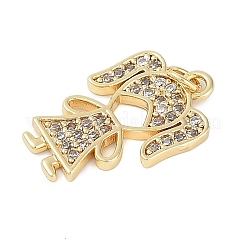 Rack Plating Brass Micro Pave Cubic Zirconia Pendants&nbsp;KK-H509-30G